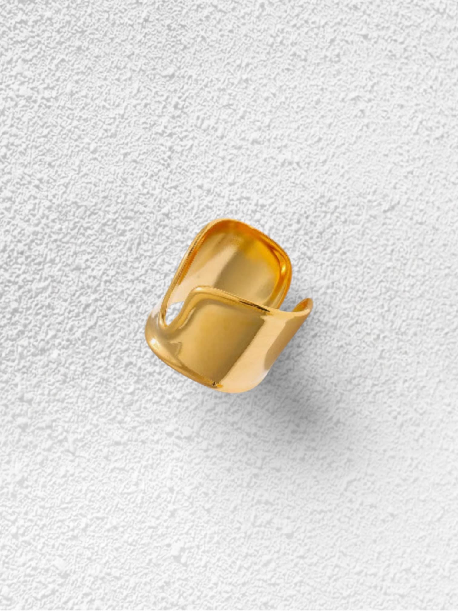 Anillo Bloque · Banda Cuadrada Dorada Lisa