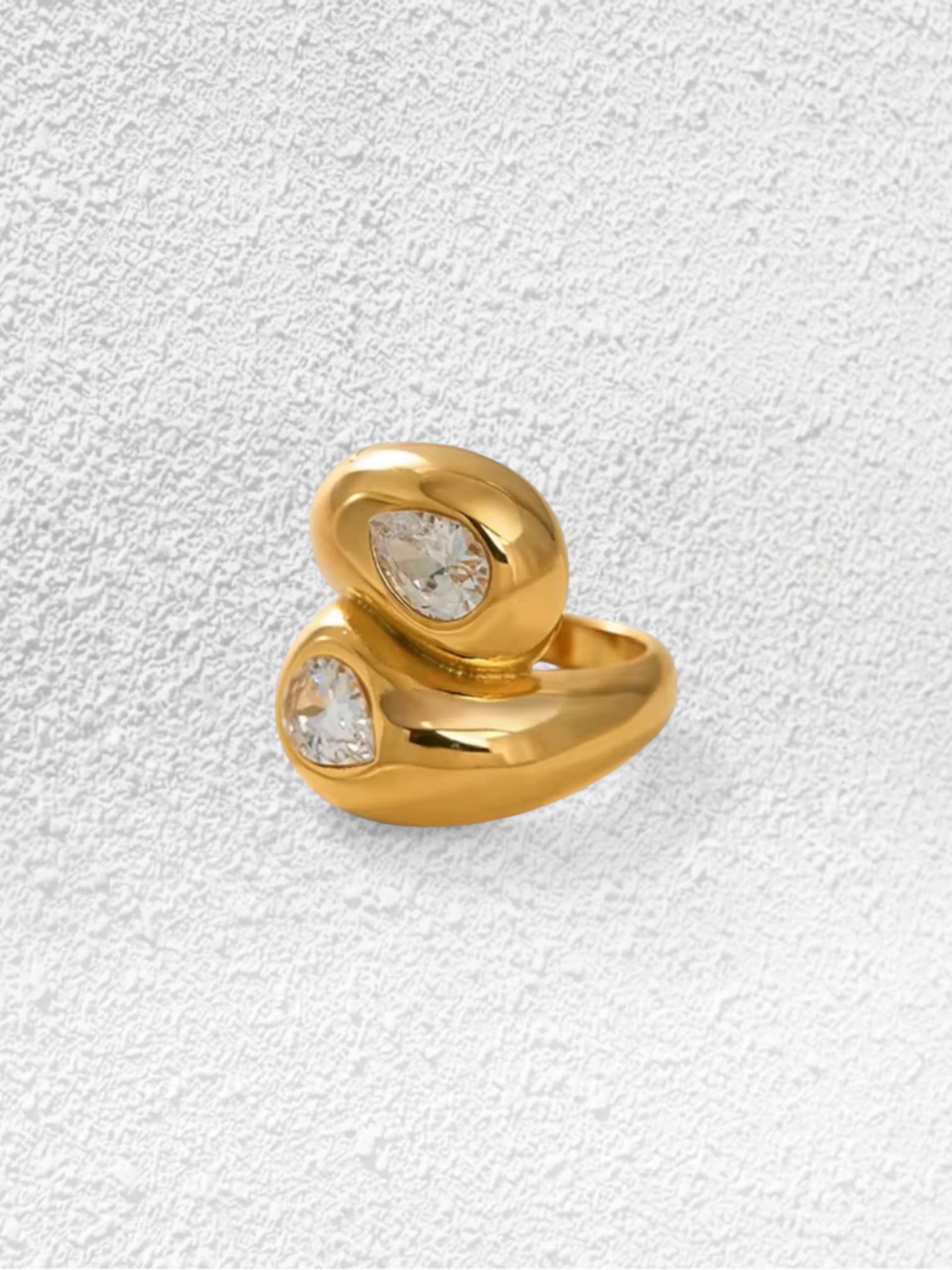 Anillo Binario · Doble Domo y Cristal Gota