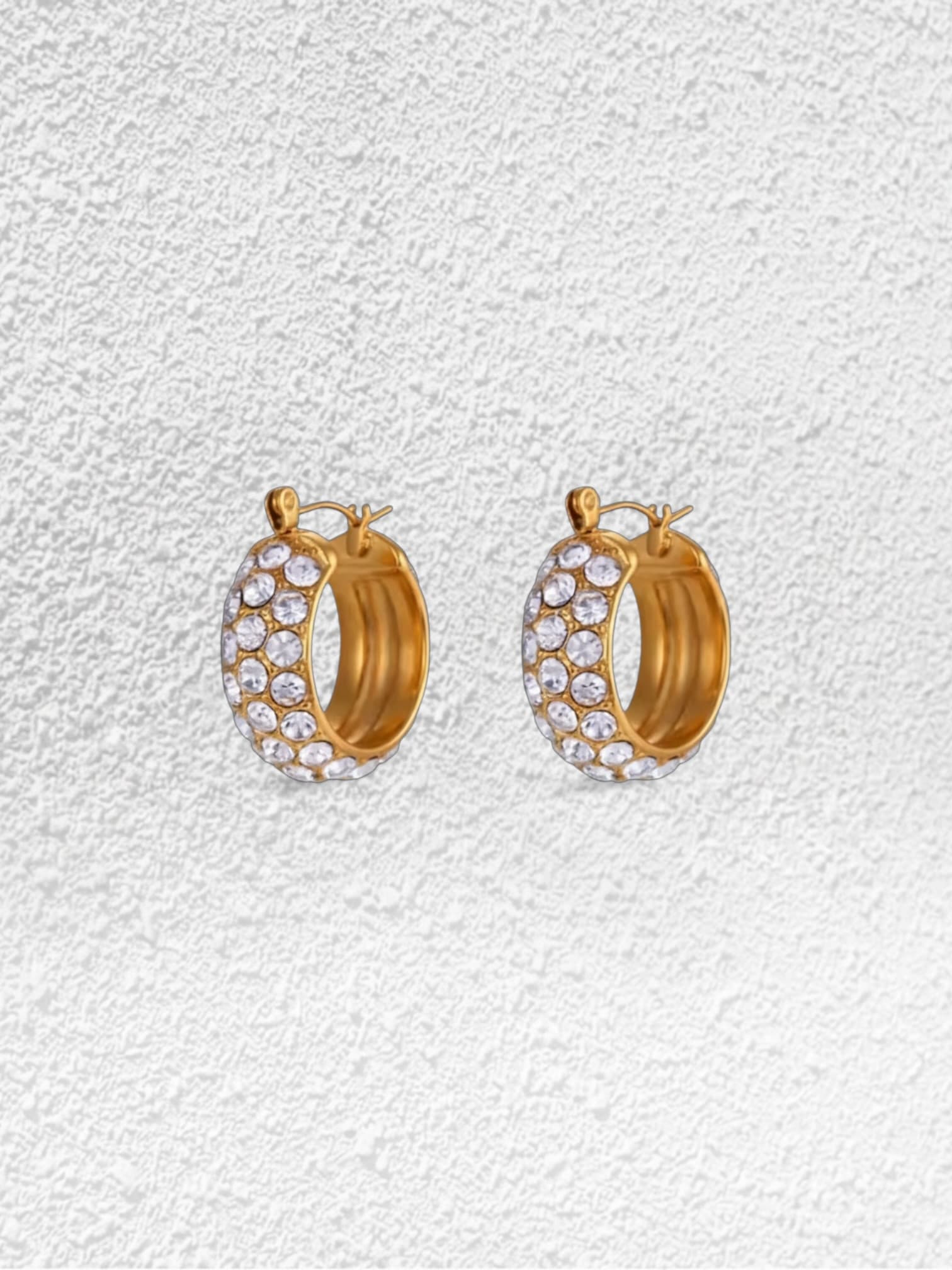 Pendientes Nieve · Aro Dorado Pavé Total