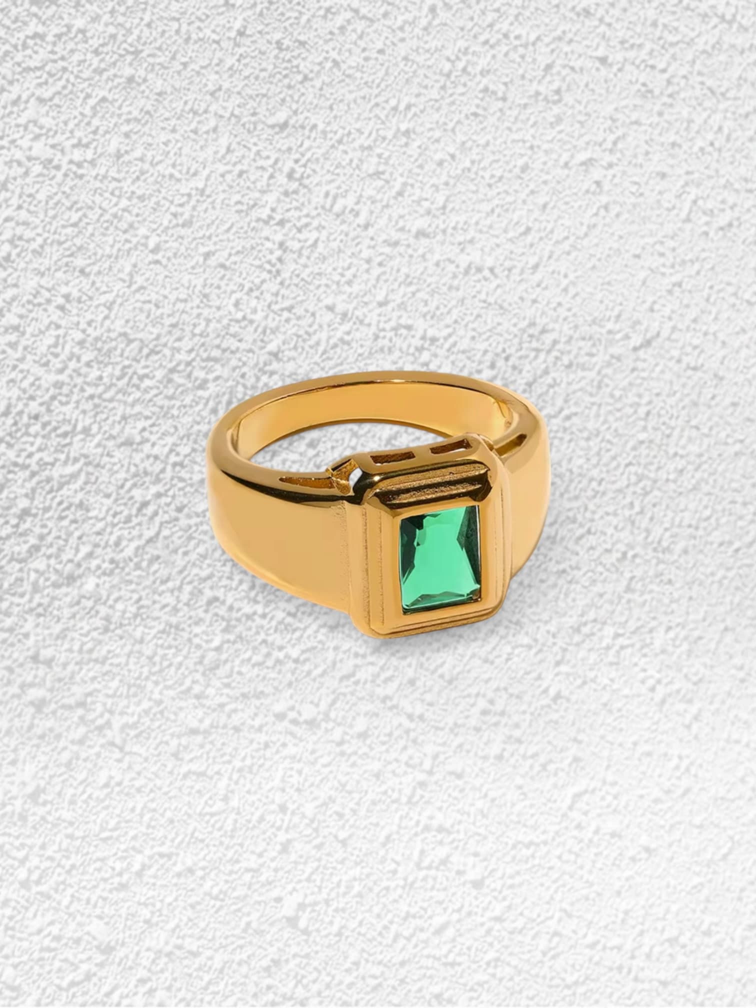 Anillo Trópico · Cristal Rectangular Verde