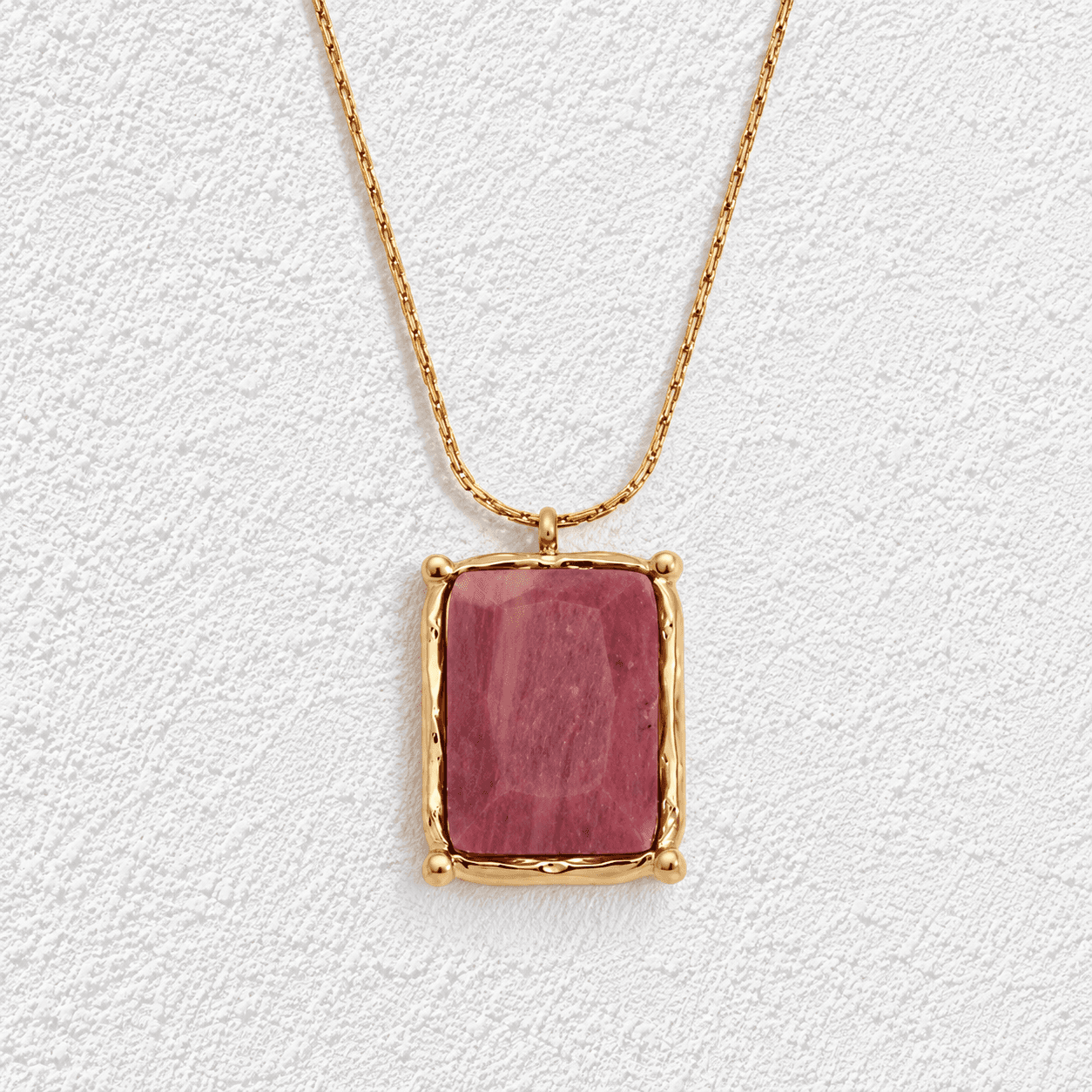 Rofe · Colgante rectangular piedra rosa