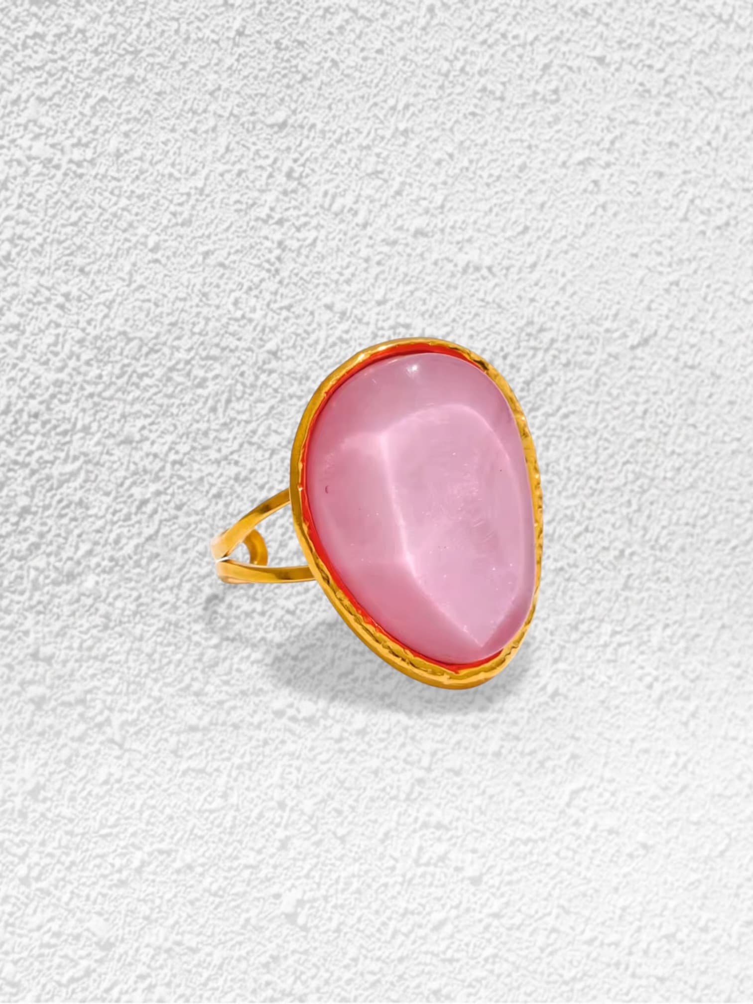 Anillo Flamingo · Piedra Rosa Ojo de Gato