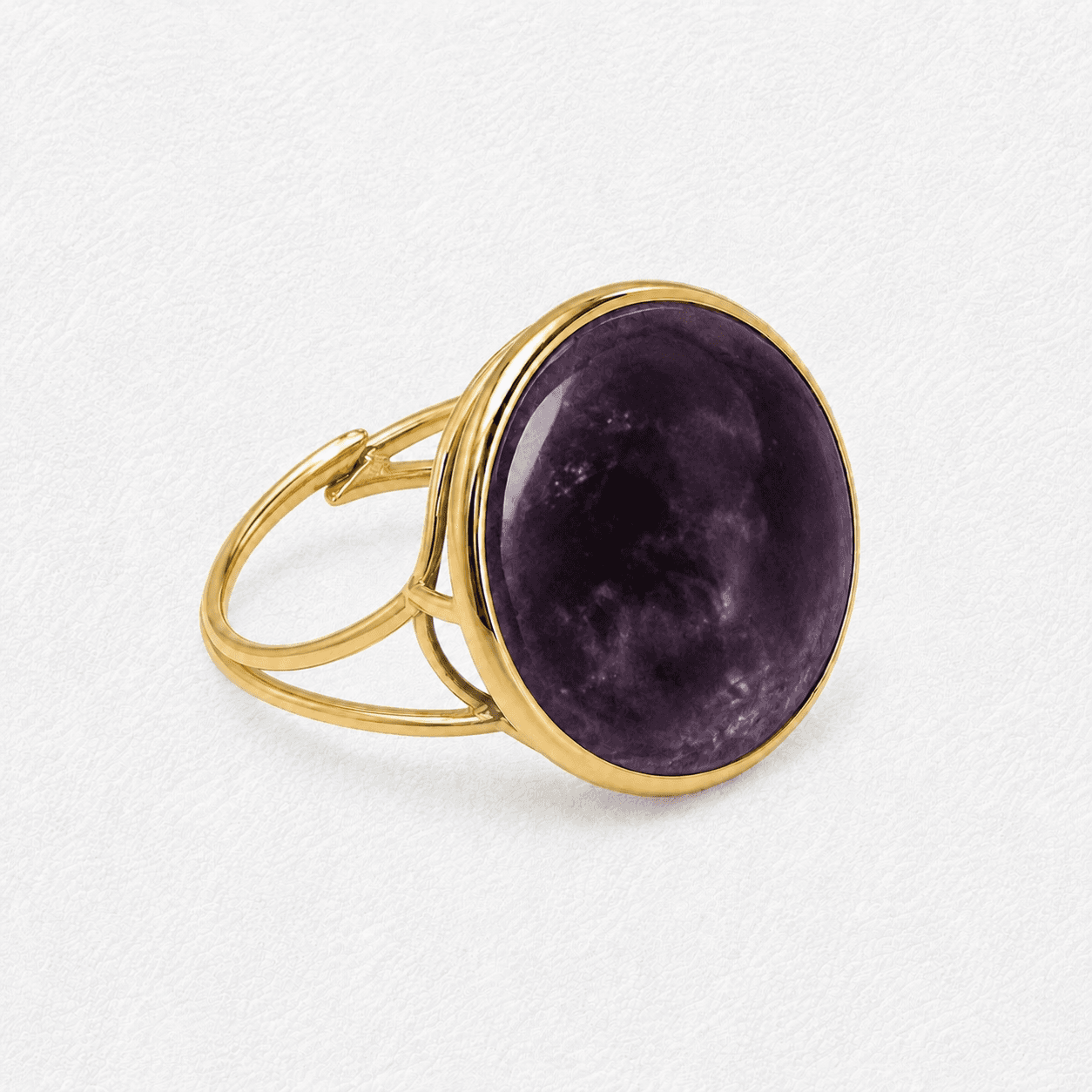 OBSIDIANA DE TEIDE· Anillo dorado grande, piedra verde jaspeada redonda
