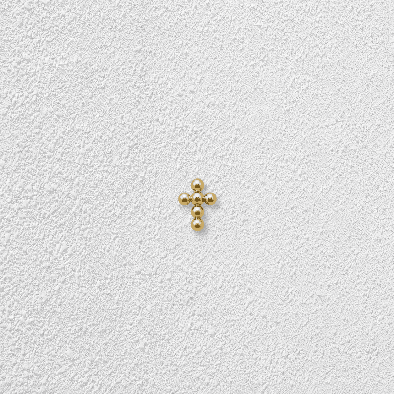 Fe Pequeña Pendiente solitario · Cruz de bolitas · Dorado pulido