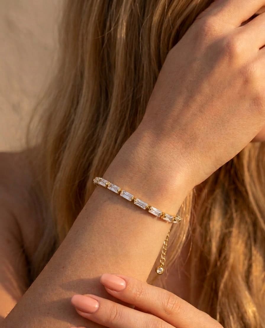 Espuma Seca Pulsera tenis · Circonitas baguette
