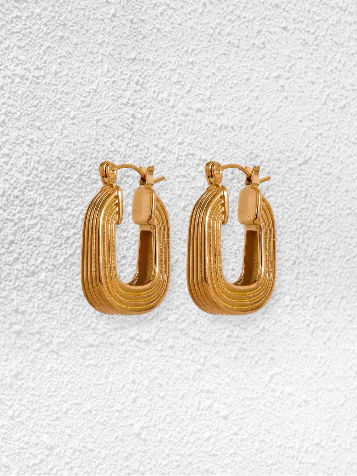 Pendientes Arquitectura · Aro Rectangular Estriado