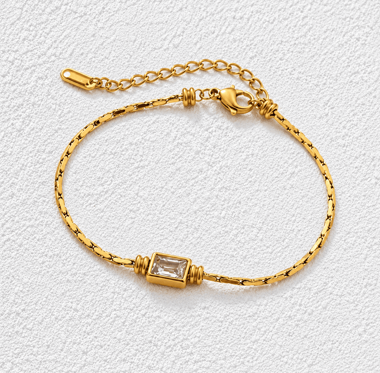 Orballo · Pulsera cadena fina con piedra blanca