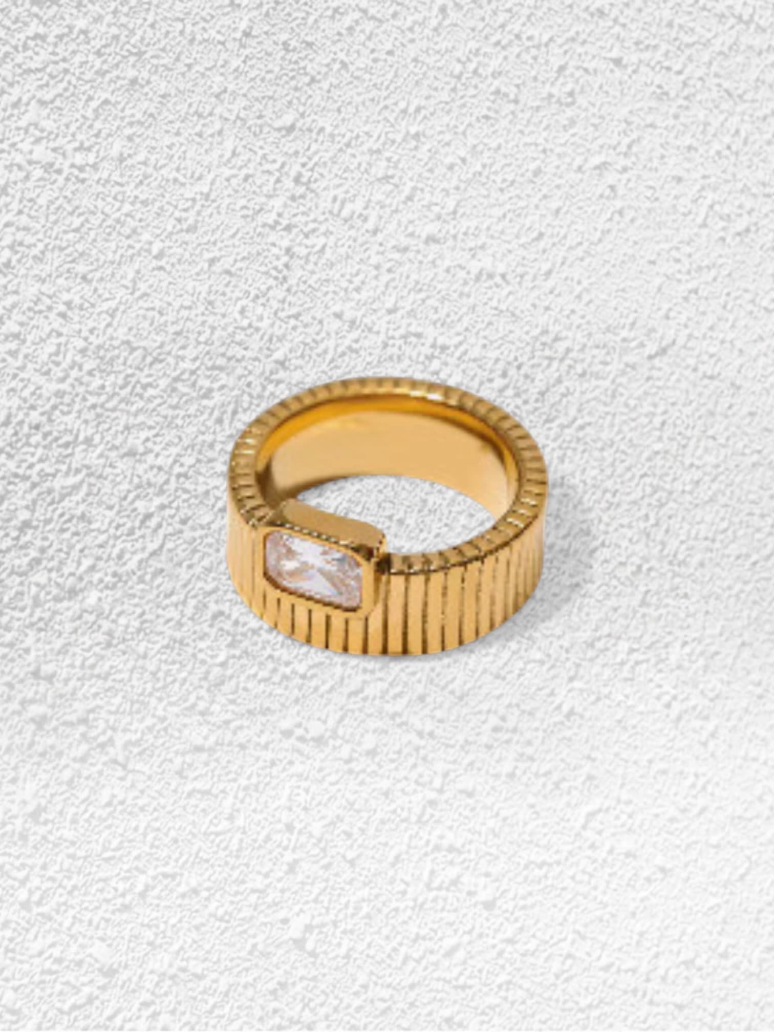 Anillo Reloj · Banda Estriada Cristal Rombo