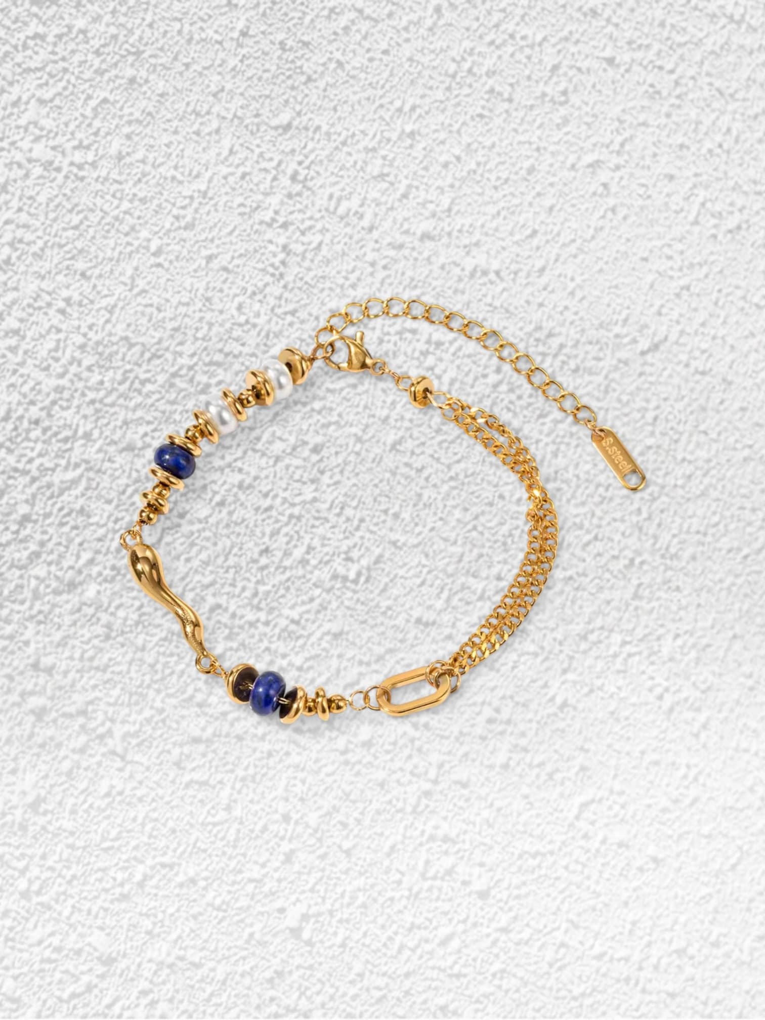 Pulsera Atlántico · Lapislázuli y Perla