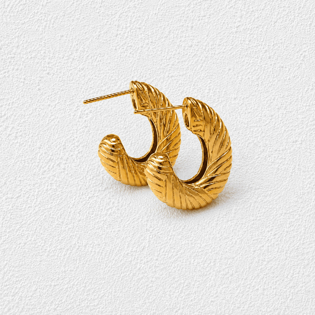 Espiral Solar Pendientes aro · Textura espiral · Dorado mate