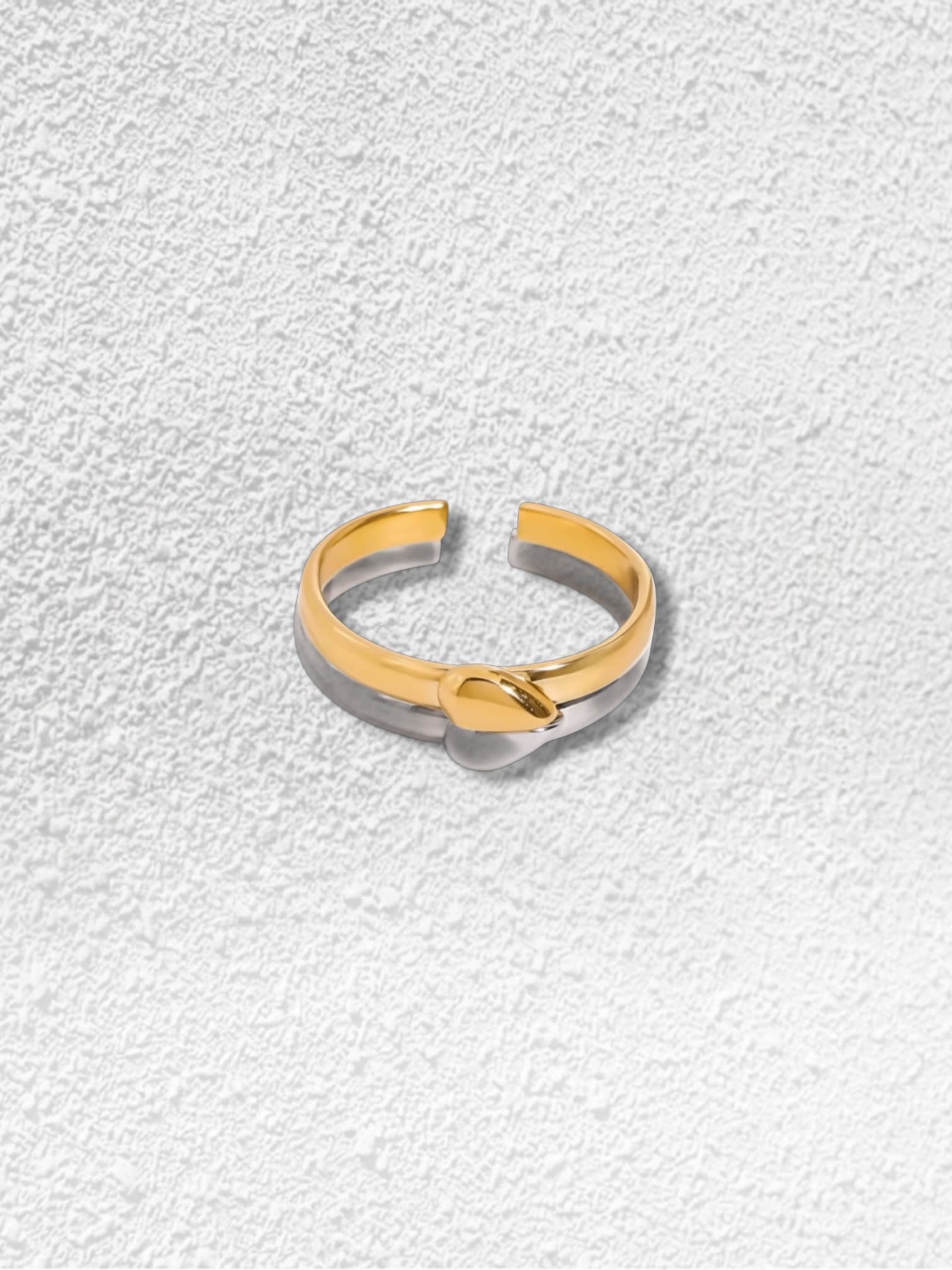 Anillo Vínculo · Doble Banda Bicolor Entrelazada