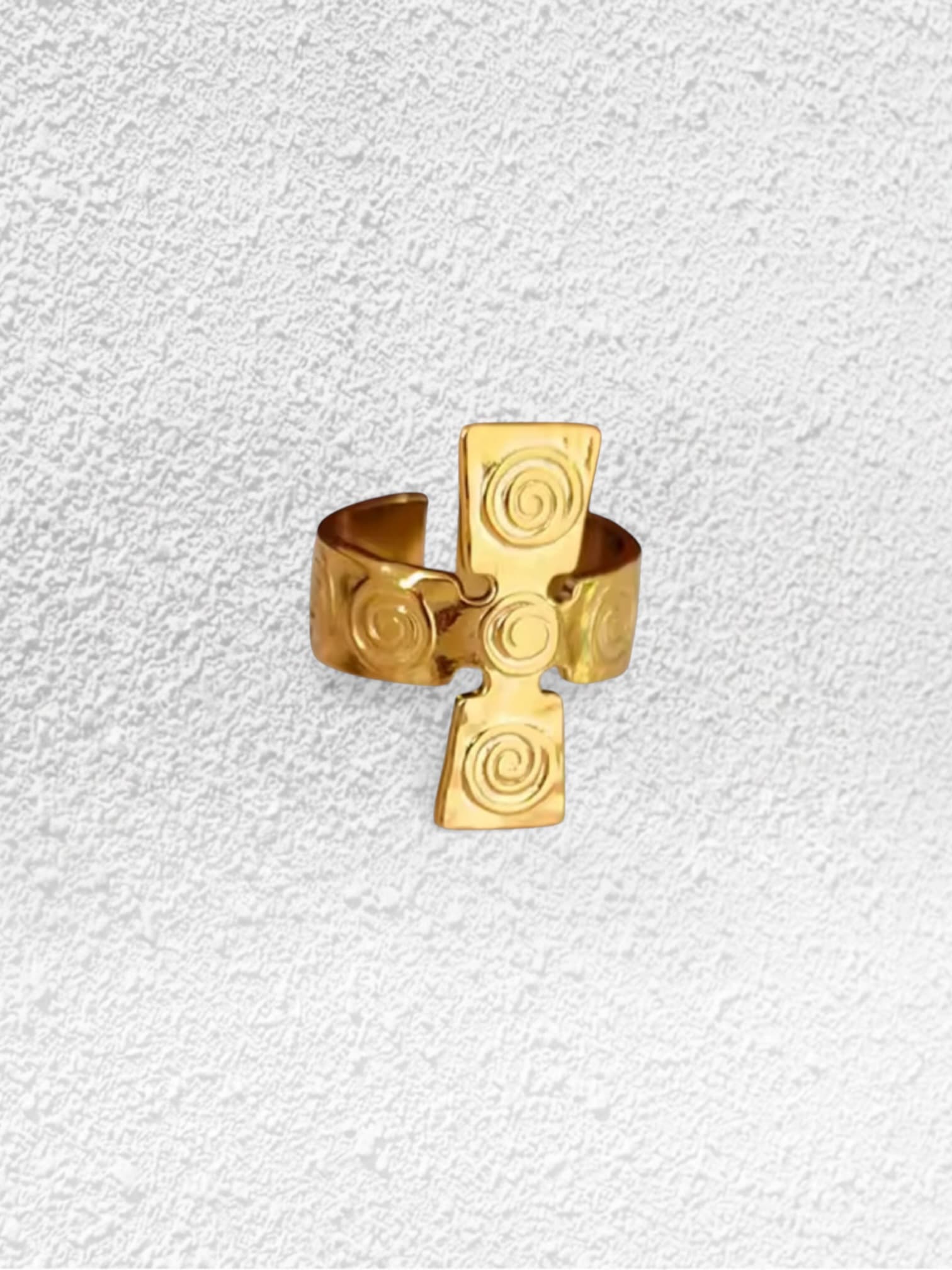 Anillo Cruz · Forma Cruz Espirales Grabadas