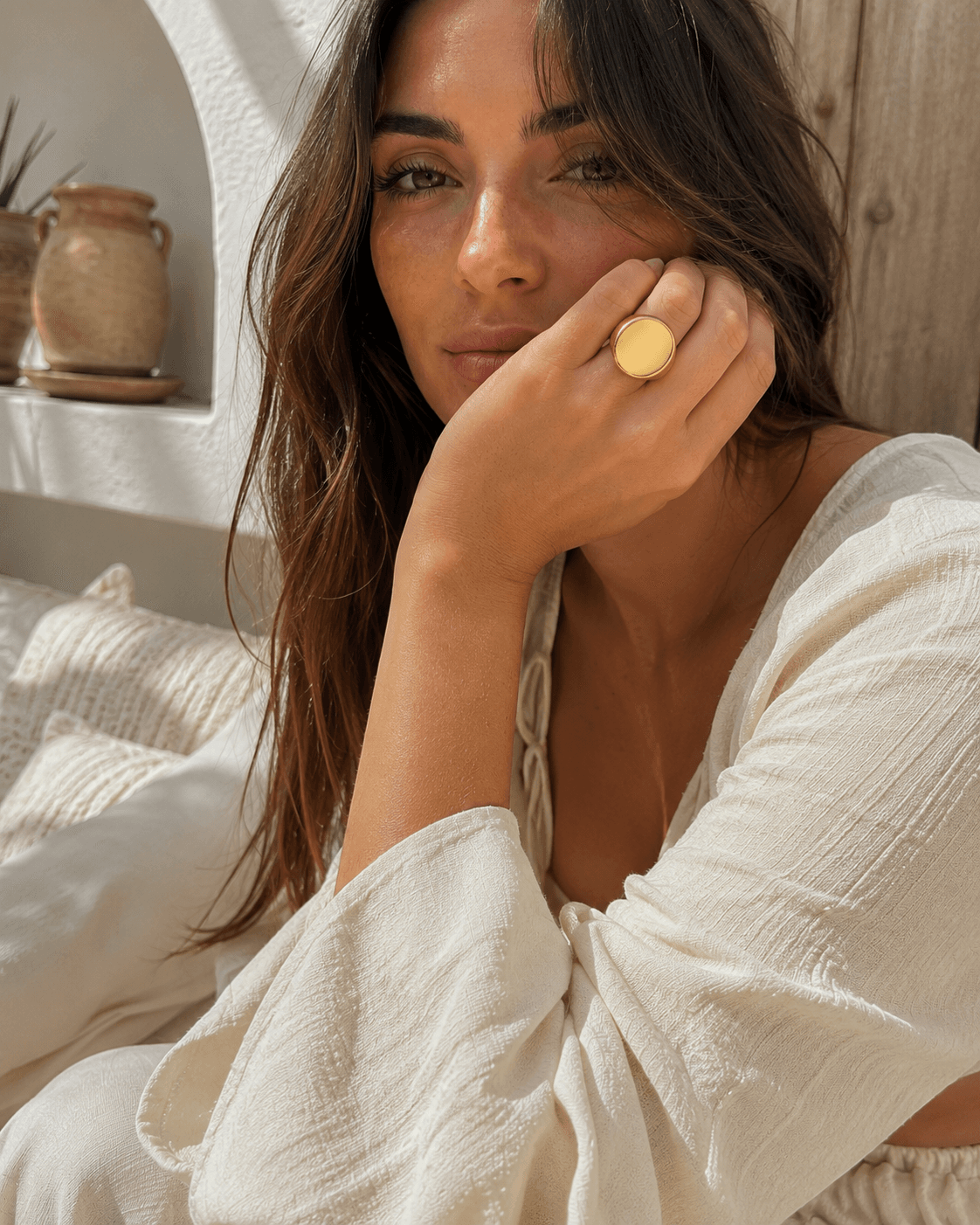 SELLO DE TELDE · Anillo sello oval liso en oro pulido