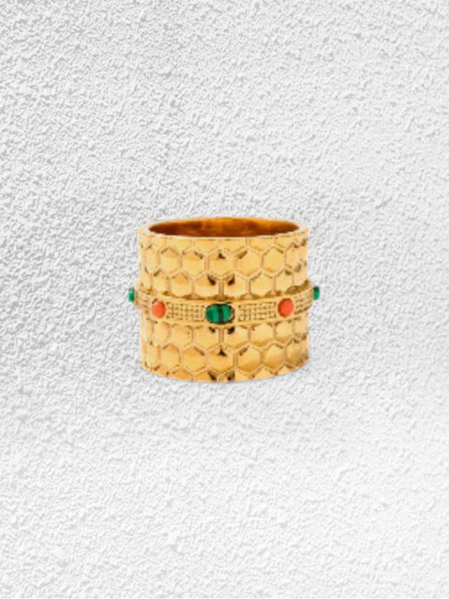 Anillo Colmena · Banda Panal Coral y Malaquita