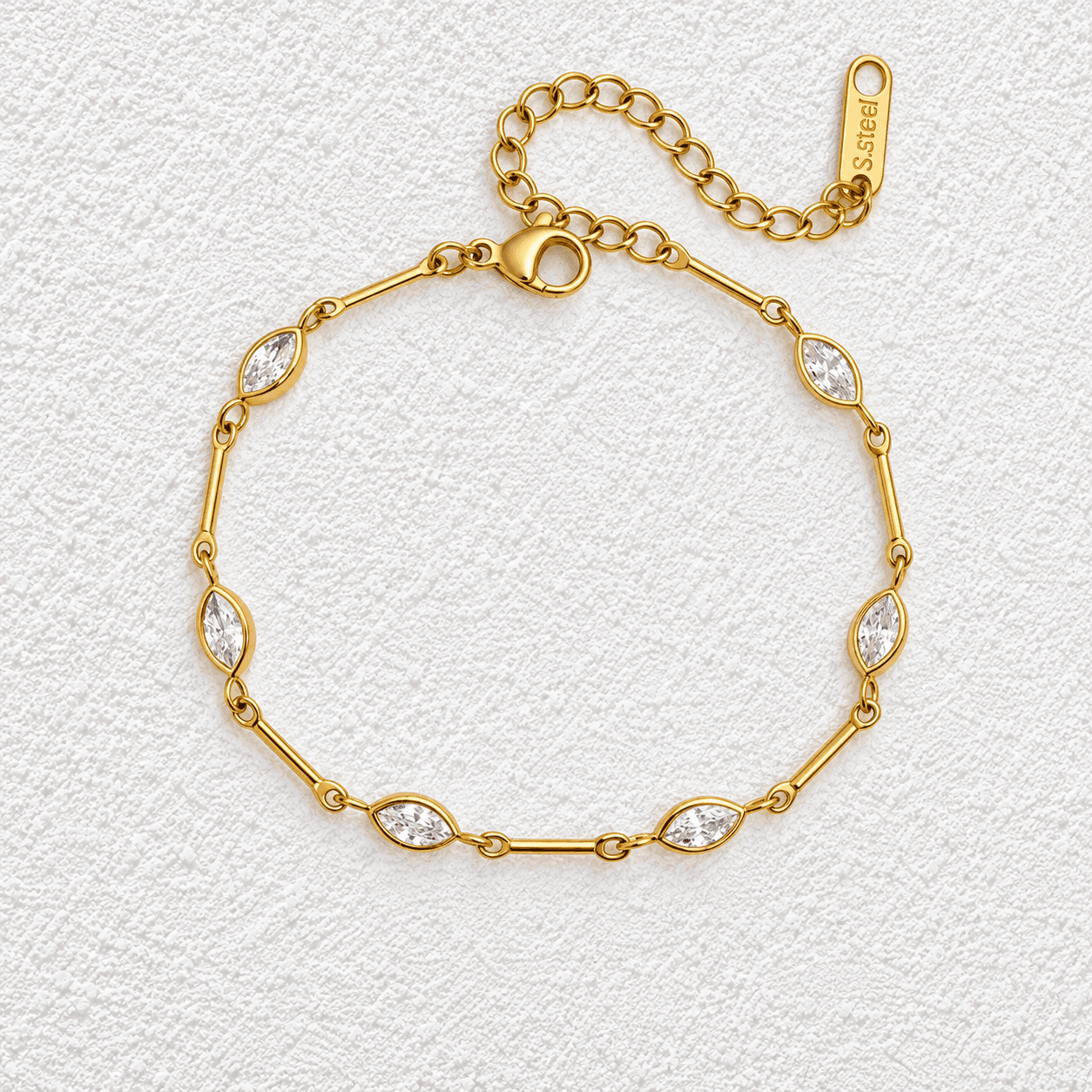 Rociada · Pulsera marquesas doradas y transparentes