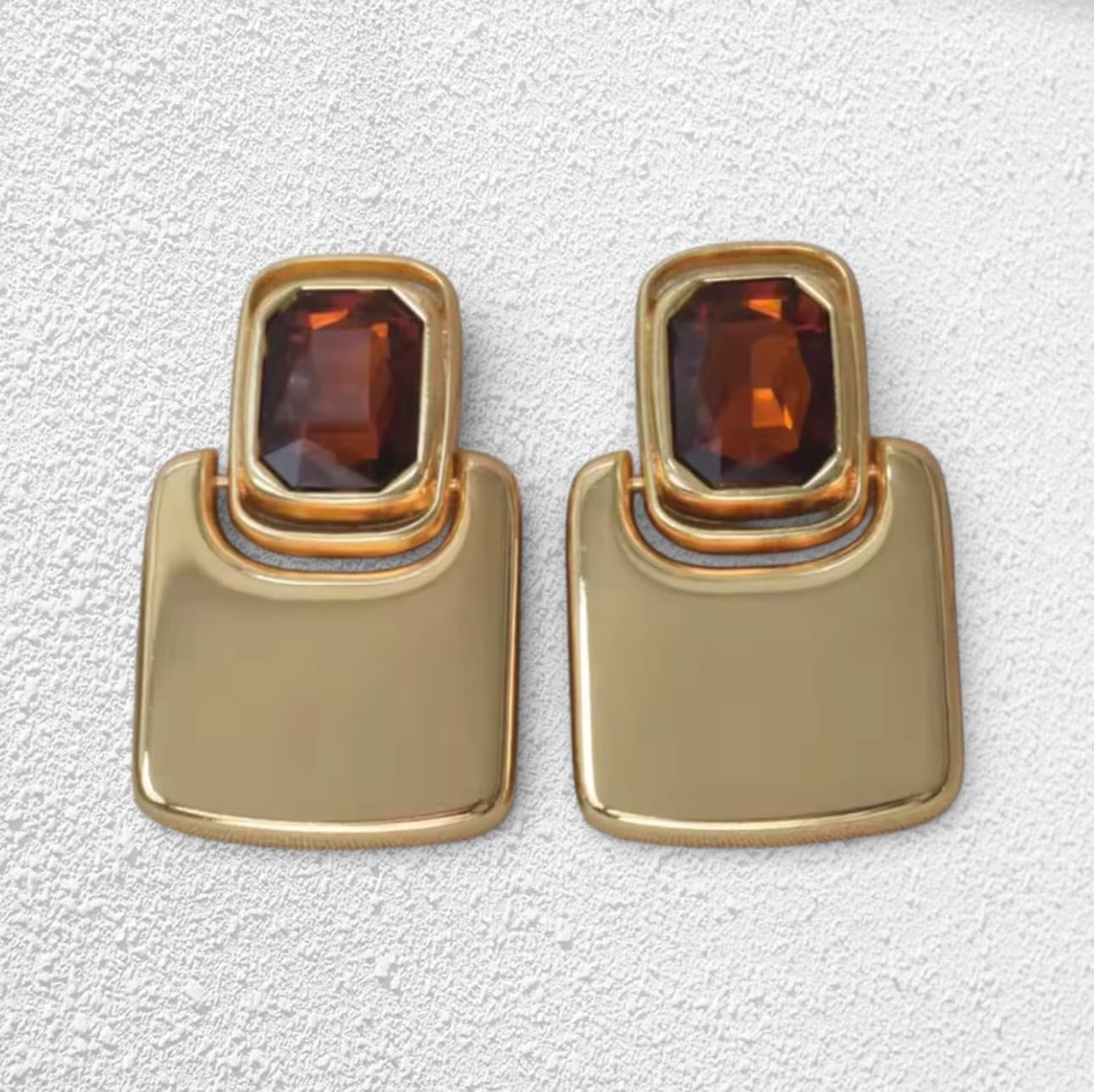 Pendientes Ámbar · Cristal Cognac y Oro