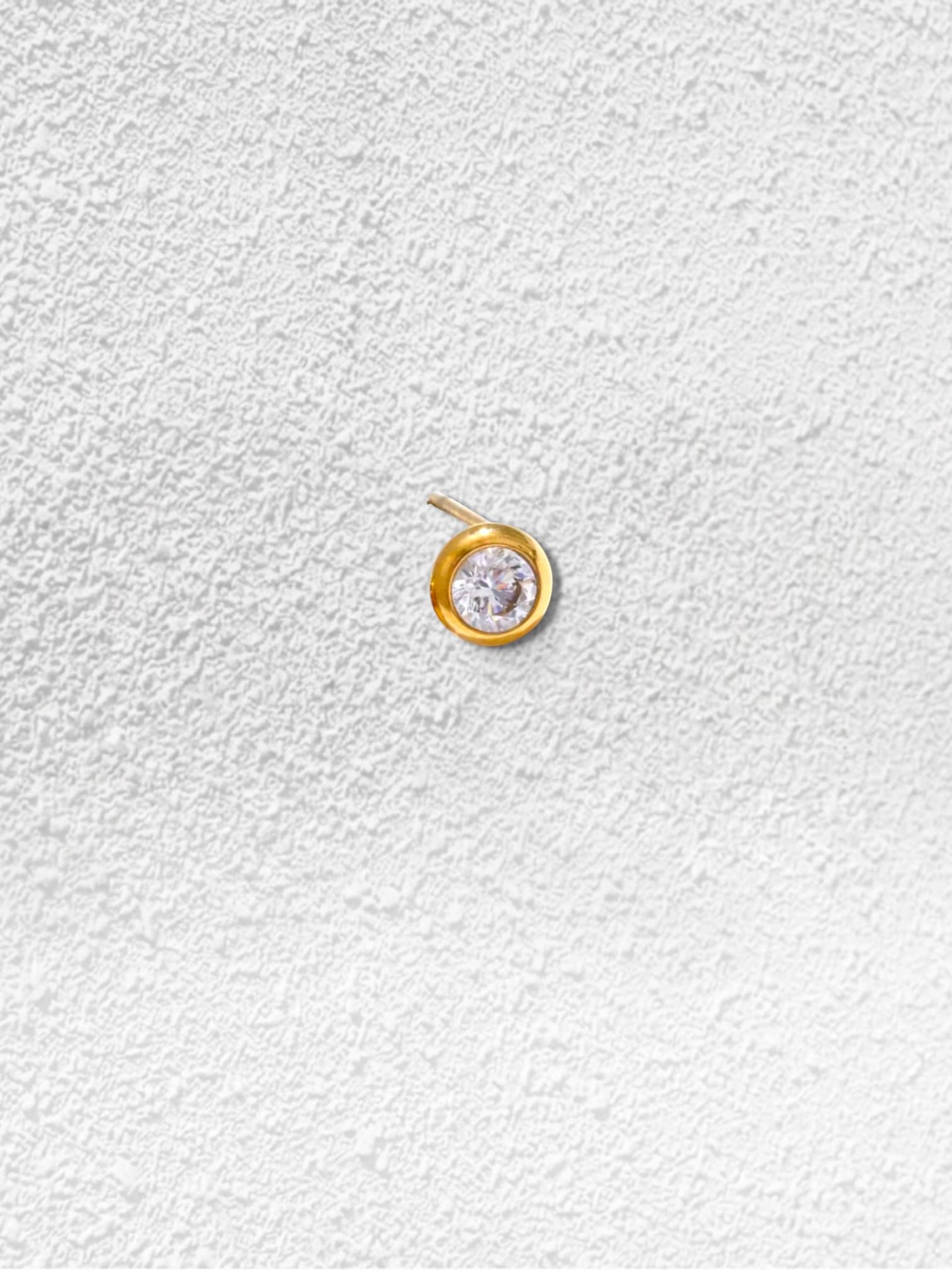 Pendiente Punto · Stud Dorado Cristal Blanco