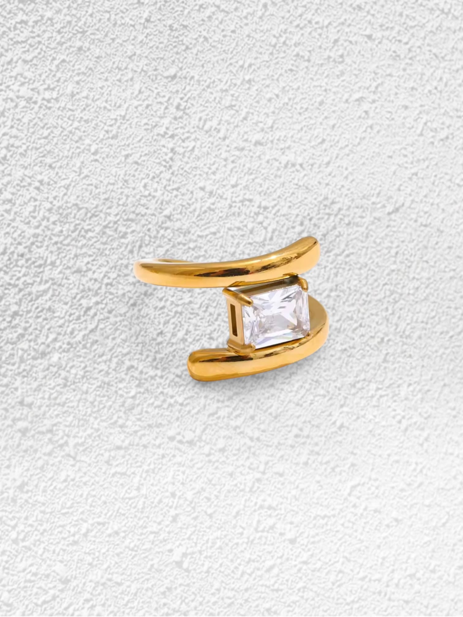 Anillo Gemini · Doble Banda y Cristal Cuadrado