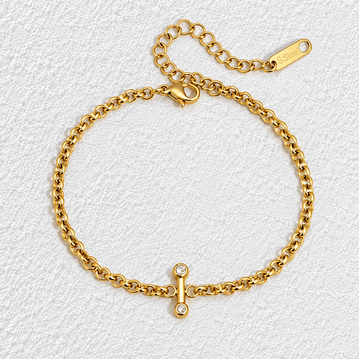 Gara · Pulsera cadena con barra de circonitas