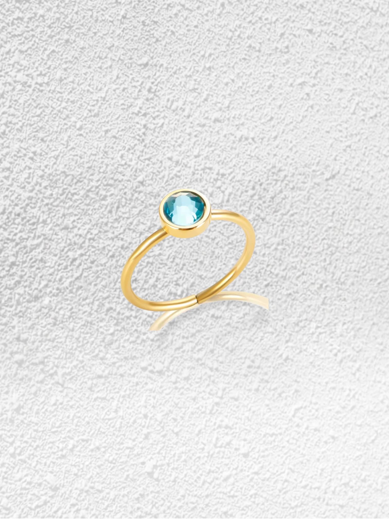 Anillo Marea · Espiral Dorado Cristal Azul