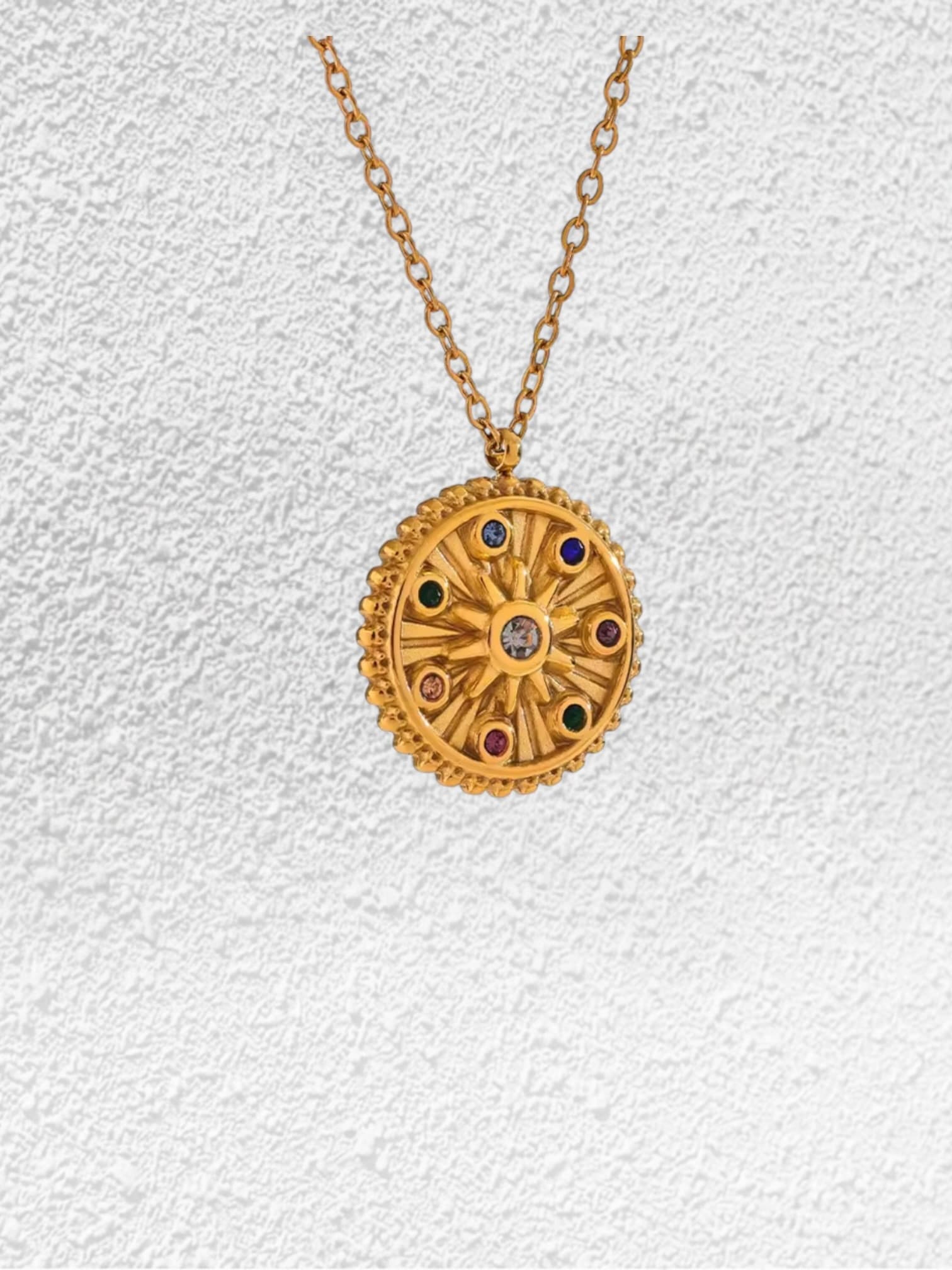 Collar Mandala · Medallón Multicolor en Oro